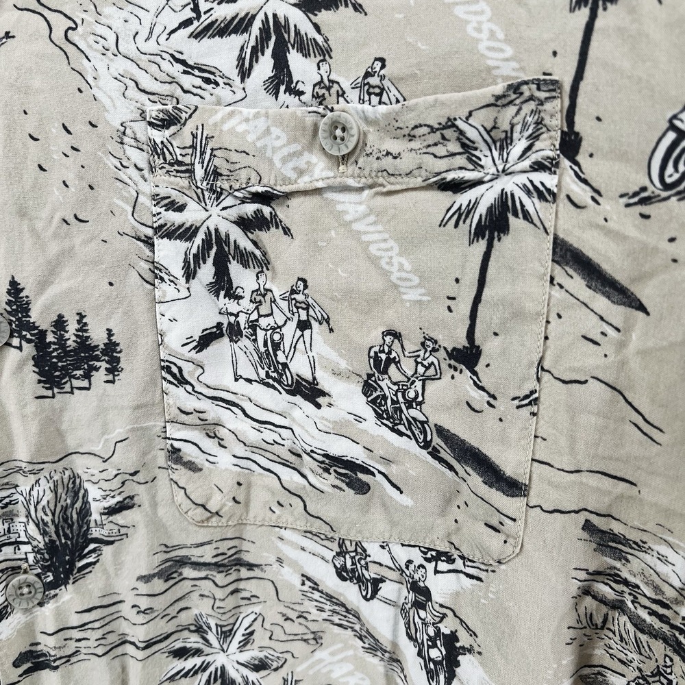 Harley Davidson Shirt Men's XL Hawaiian Motorcycle Aloha Palm Trees Rayon Surf‎ - Picture 14 of 14